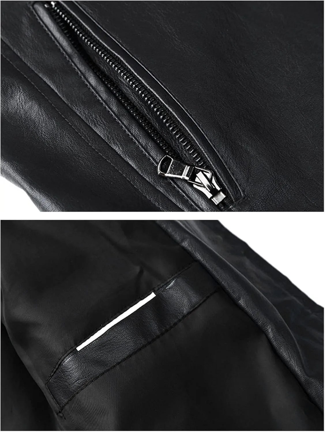 JEShifangjiusu Men'S Stand Collar Fleece Lined Outwear Slim Fit Bomber Faux Leather Jacket Motorcycle Lightweight Biker Coat