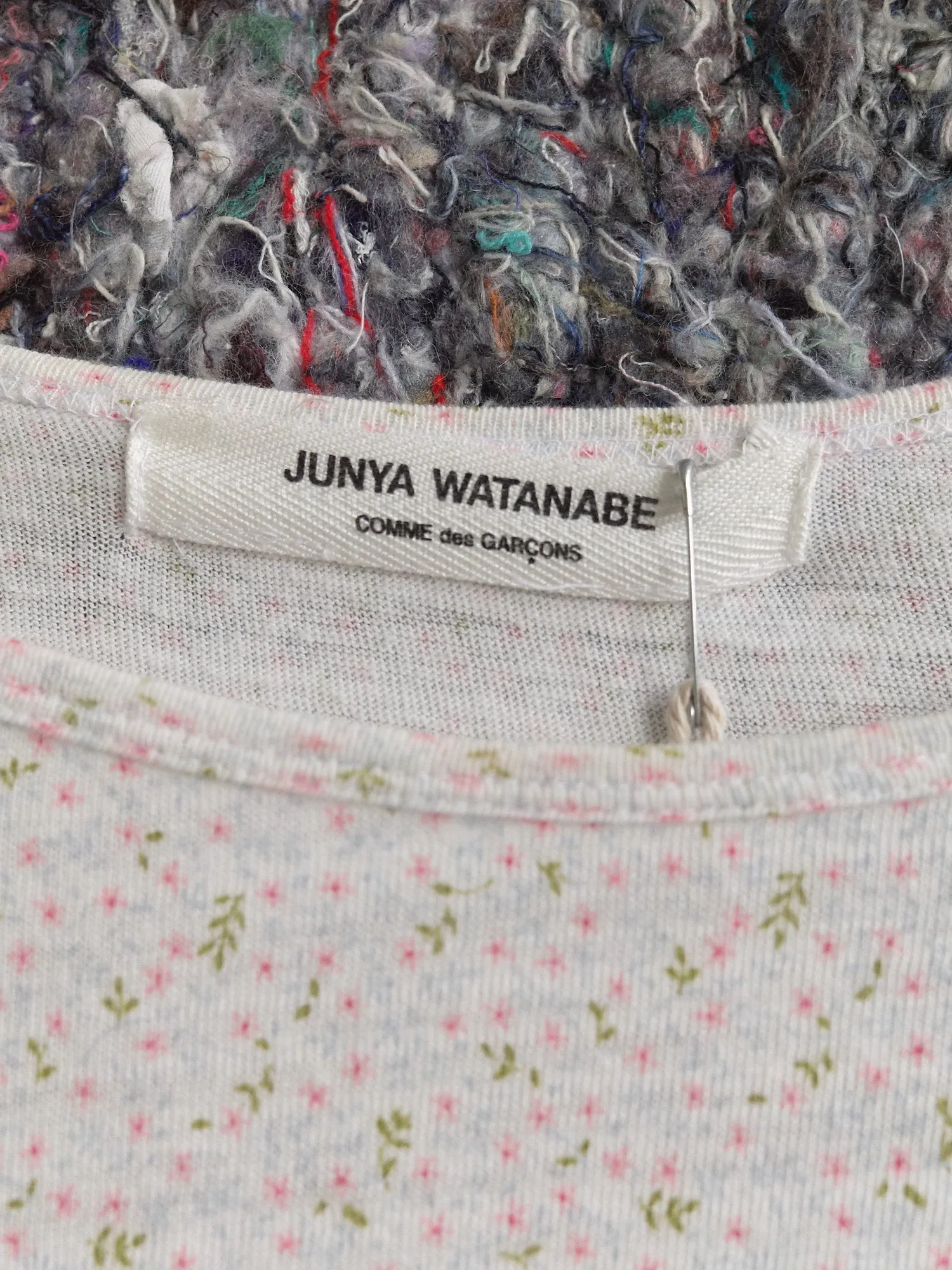 Junya Watanabe Comme des Garcons SS03 white floral print parachute strap tshirt