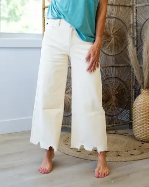 Shannon Ecru Non-Distressed Wide-Leg Cropped Jeans by KanCan