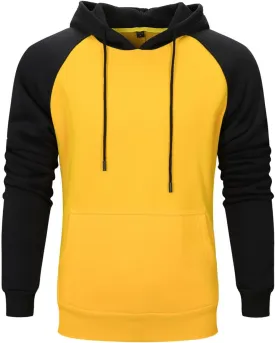 Mens Hoodies Pullover Midweight Fleece Color Block Hooded Sweatshirt with Pockets Casual Long Sleeve
