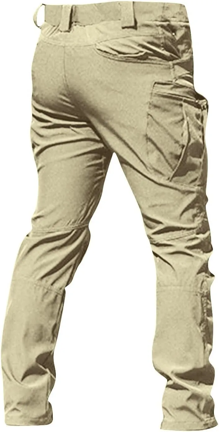 Mens Khaki Pants Slim Fit Ripstop Stretch Fashion Pants Big and Tall Tapered Fit Trousers Outdoor Pants with Pockets