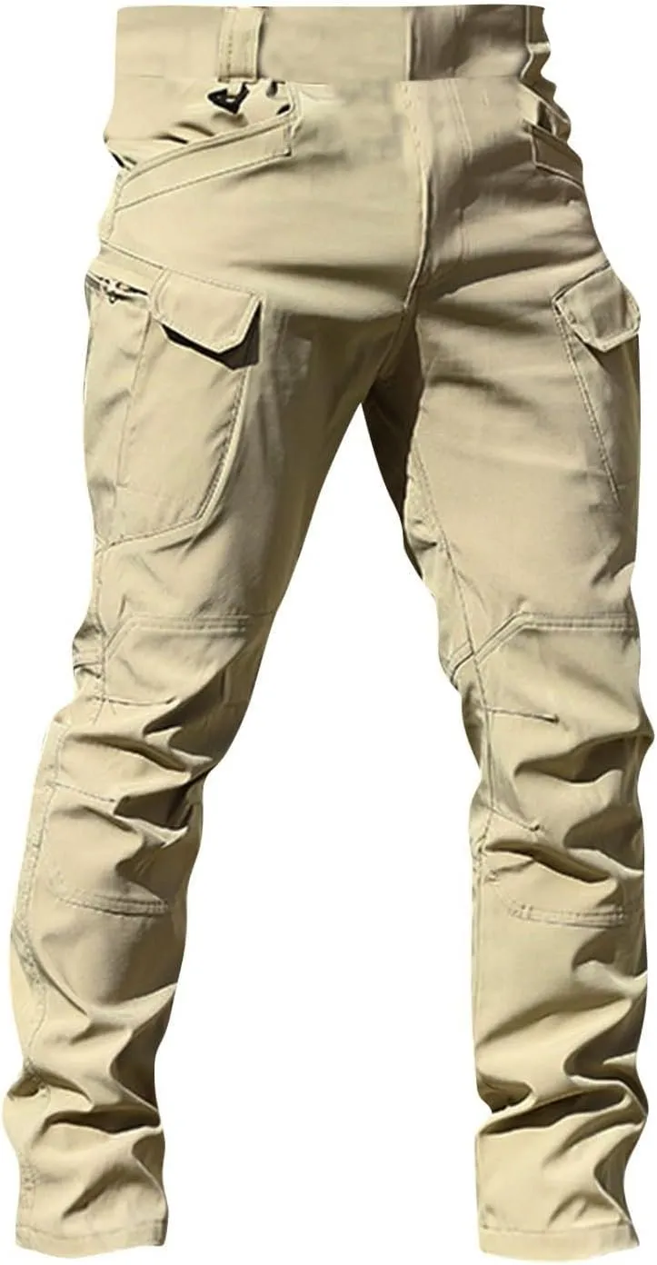 Mens Khaki Pants Slim Fit Ripstop Stretch Fashion Pants Big and Tall Tapered Fit Trousers Outdoor Pants with Pockets