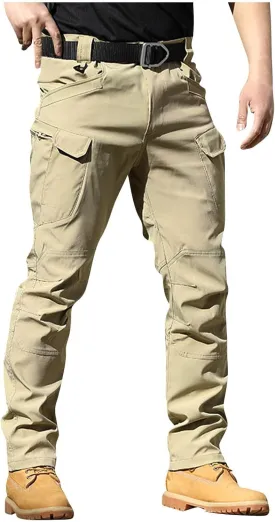 Mens Khaki Pants Slim Fit Ripstop Stretch Fashion Pants Big and Tall Tapered Fit Trousers Outdoor Pants with Pockets