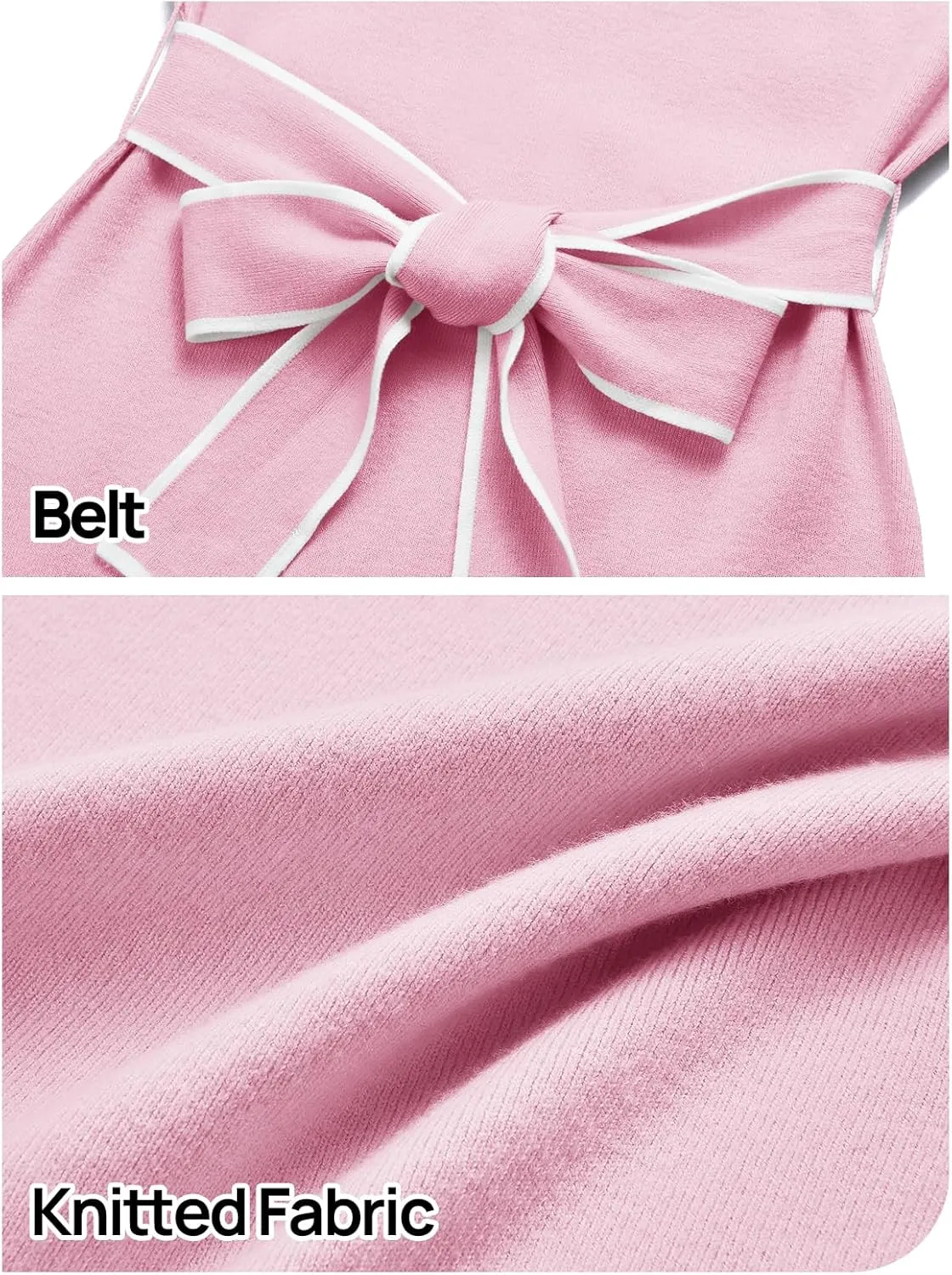 MEROKEETY Women's 2025 Long Sleeve Midi Sweater Dress Fall Mock Neck Color Block Tie Waist Bodycon Knit Dress