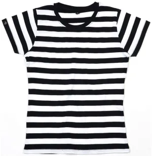 MTS M110 ― Weiches Damen Stripy Bio-Baumwolle T-Shirt - Schwarz / Weiß