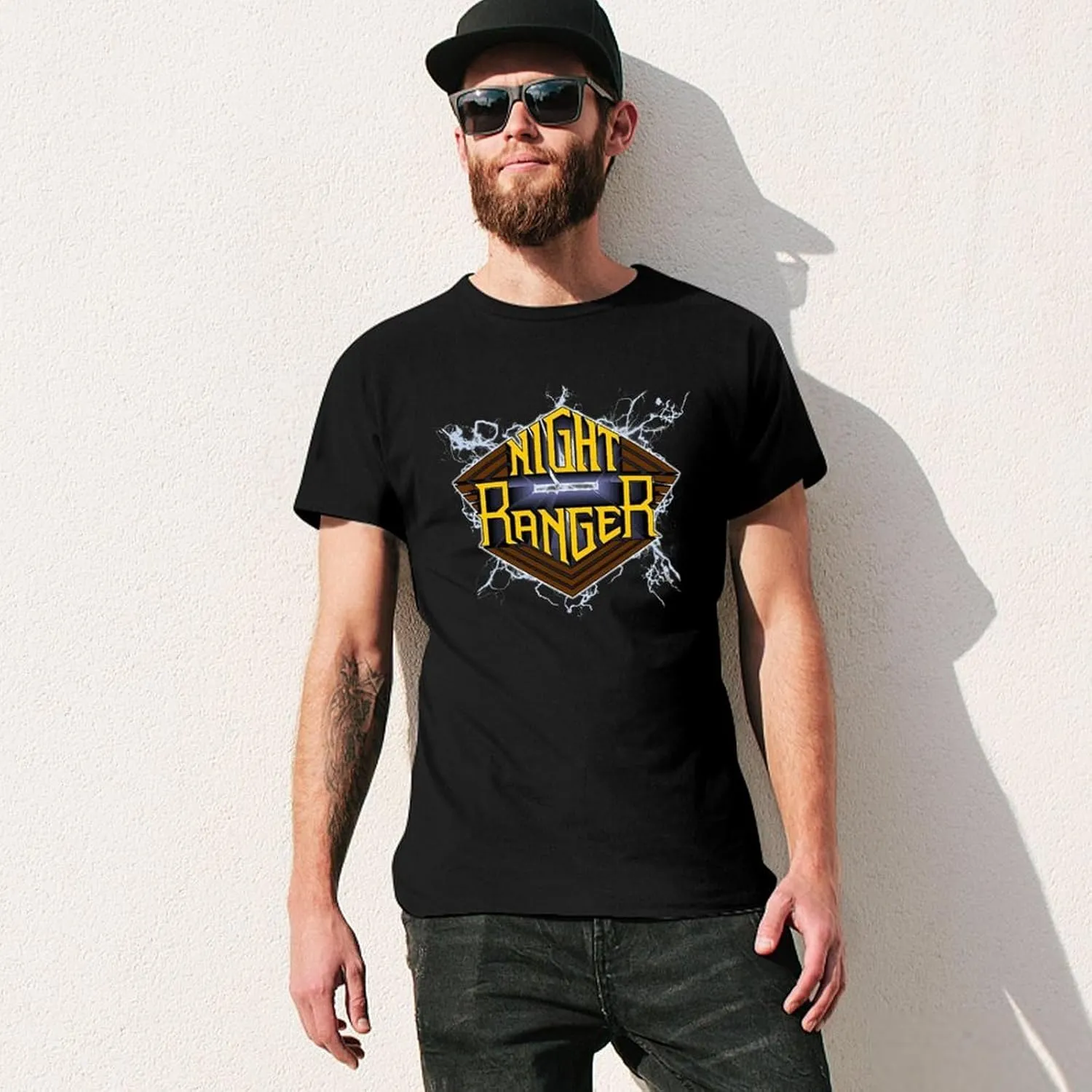 Night Rock Band Ranger Shirt Male's Trendy Graphic T-Shirt Casual Short Sleeve Tops