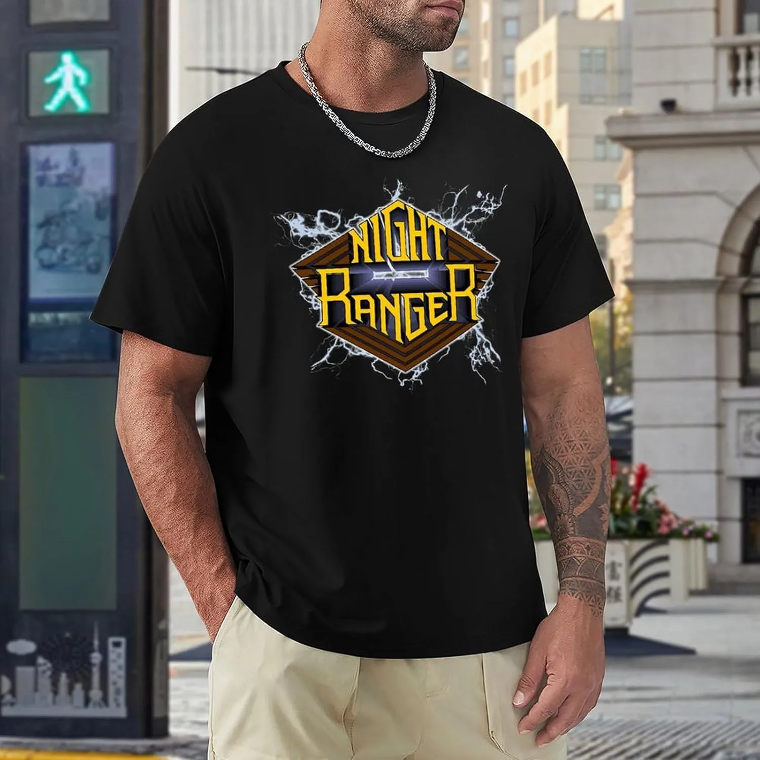 Night Rock Band Ranger Shirt Male's Trendy Graphic T-Shirt Casual Short Sleeve Tops