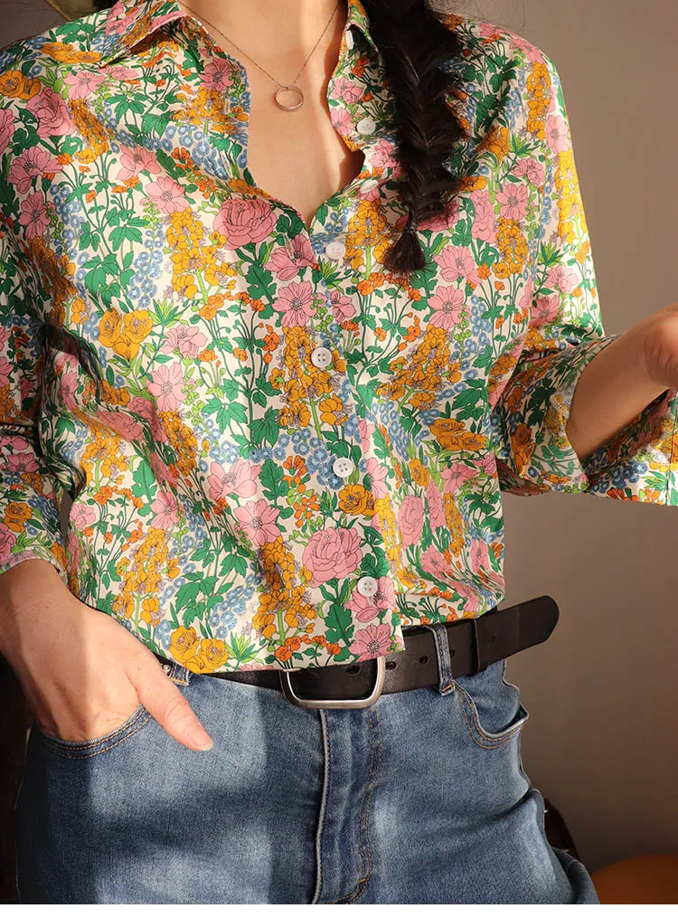 Nonothing| Women's cotton liberty print shirt in multi color