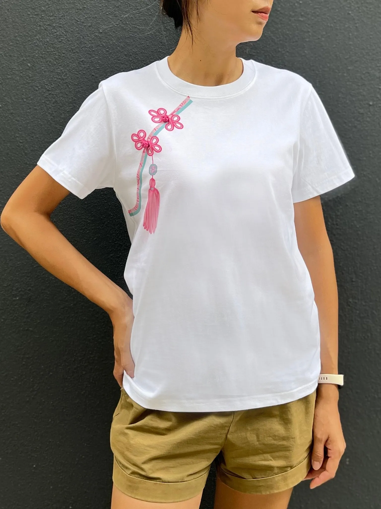 PETRA Buttons & Tassel Print Tee (Pink) -New Fit