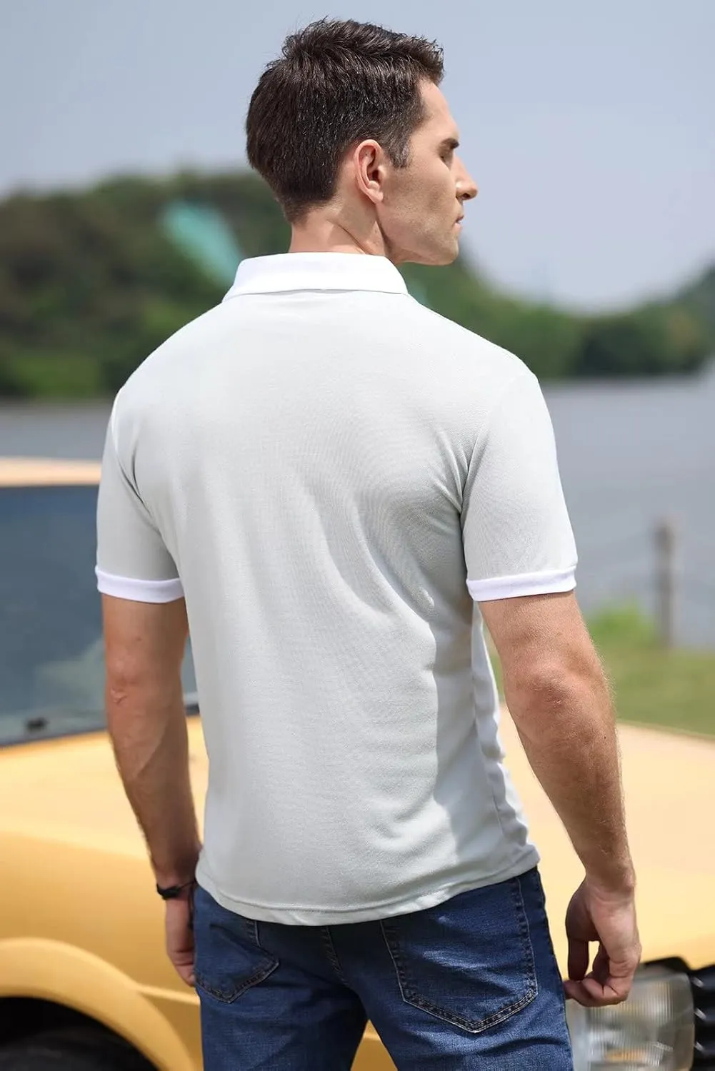Rela Bota Men's Short Sleeve Polo Shirts Fashion Zipper Polos Casual Slim Fit T-Shirt
