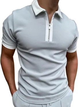 Rela Bota Men's Short Sleeve Polo Shirts Fashion Zipper Polos Casual Slim Fit T-Shirt