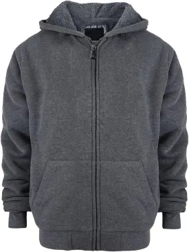 Sherpa Lined Boys Hoodie Full Zip Fleece Warm Youth Big Long Sleeve Child Sweatshirts