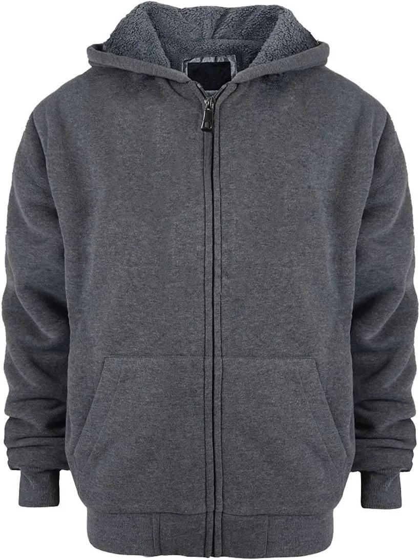 Sherpa Lined Boys Hoodie Full Zip Fleece Warm Youth Big Long Sleeve Child Sweatshirts