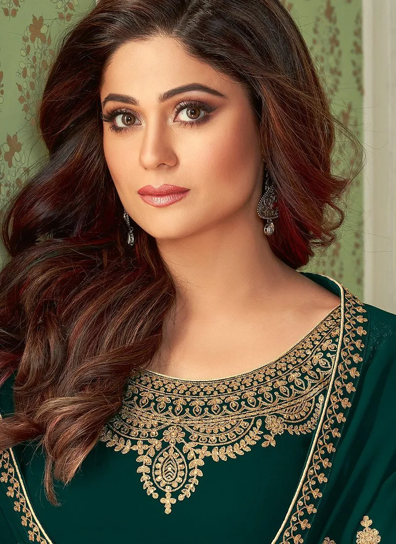 Significant Green Shamita Shetty Georgette Palazzo Suit