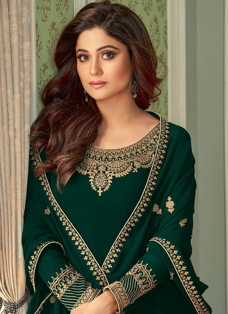 Significant Green Shamita Shetty Georgette Palazzo Suit