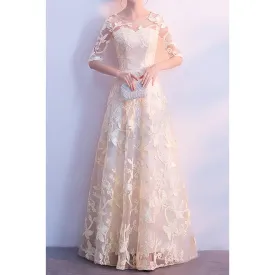 Women Slim Fit Lace Decorated Evening Dress - C3433JPD