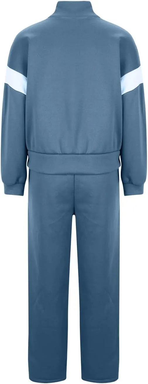 Womens Color Block Tracksuit 2 Pieces Outfits Long Sleeve Zipper Jacket and Pants Sportswear Sweatsuits with Pocket