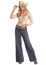 Women's Rock & Roll Patch Pocket Palazzo Jean