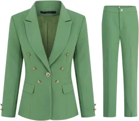 YUNCLOS Women's 2 Pieces Vintage Office Lady Suit Set 1 Button Blazer and Suit Pants
